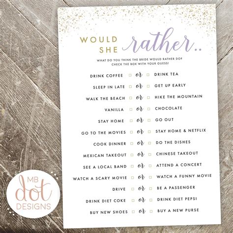 would she rather bridal shower game|free bridal shower printable games.